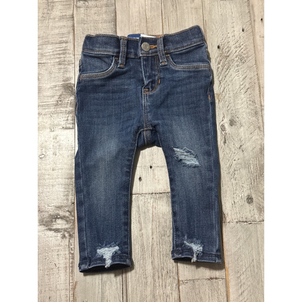 Old Navy Kids Ballerina 360 Stretch Distressed Jeans Dark Wash 12-18M